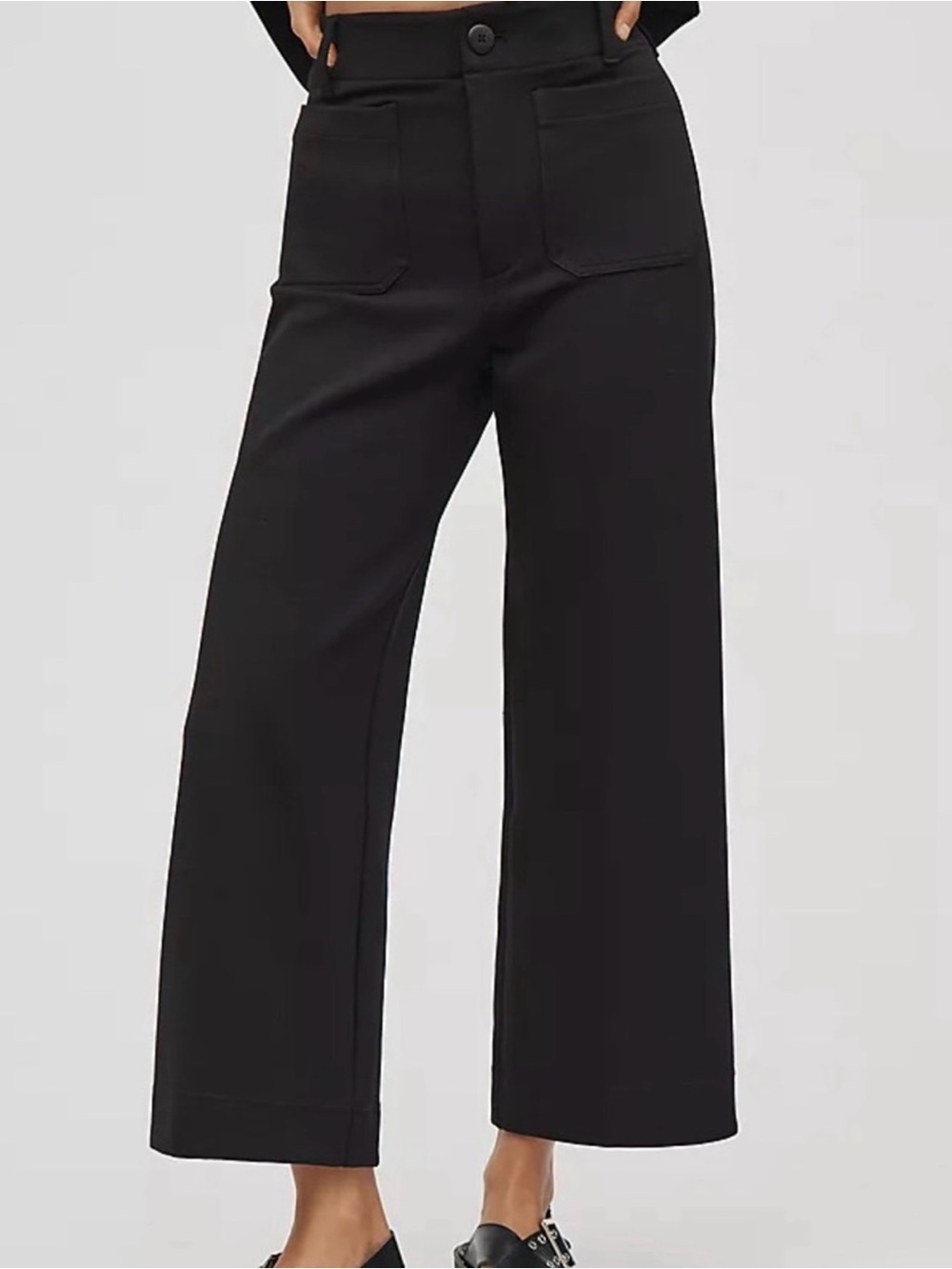 Maeve Collette Wide-Leg Black High-Rise Trousers